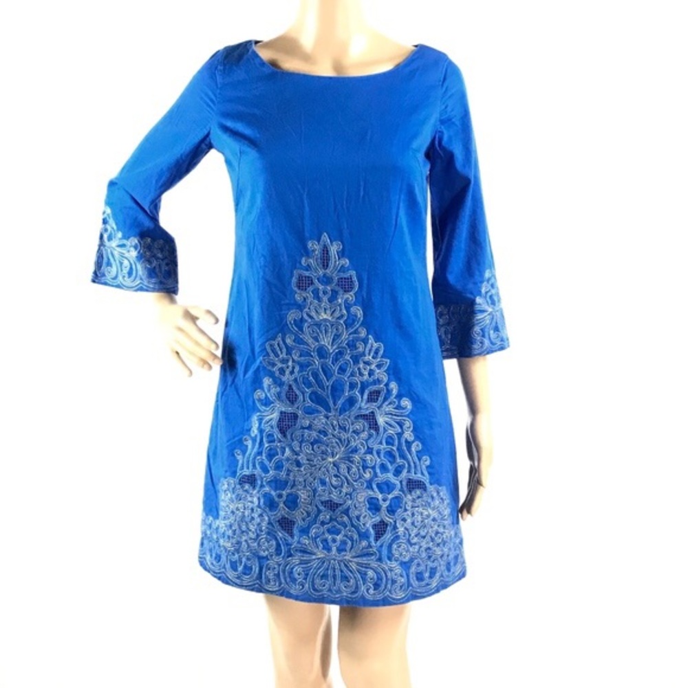 Lilly Pulitzer Shauna Embroidered Tunic sz 4 Blue
